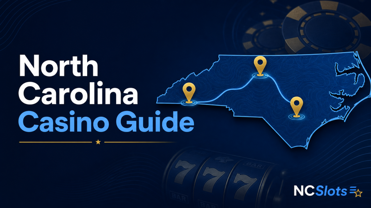 North Carolina map highlighting major casino destinations
